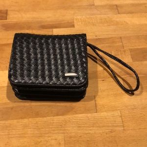 Black woven leather Travelon wristlet